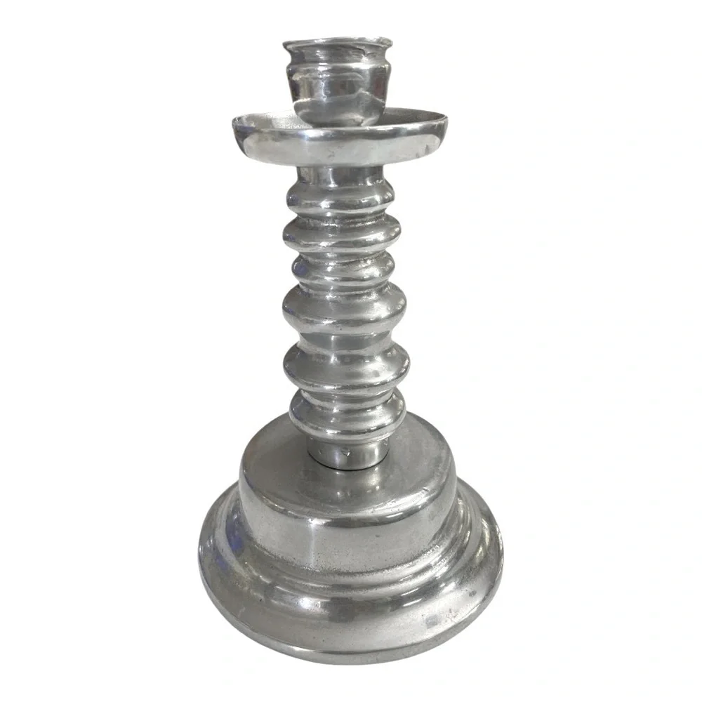 Handcrafted Polished Pewter Sand Cast Candlesticks Candle Holder 7.5